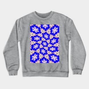 Blue and White Flower Pattern Crewneck Sweatshirt